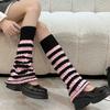 Damen Gestreifte Gestrickte Beinwärmer Schülerinnen Harajuku Beinabdeckung Mittellange Socken Winter Warme Knöchel-Stulpen