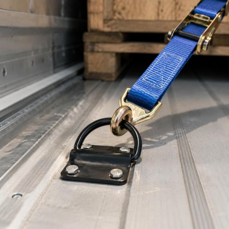 Heavy-Duty Bolt On D Rings Tie Down Securing Set of 6, Carbon Steel Swivel Rings with Four Hole Mounting Plate for Truck Bed Cargo & Trailer Tie Down