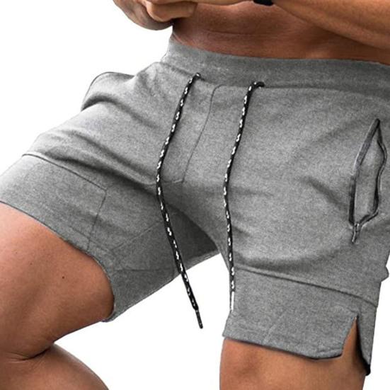 Shorts Zipper Pockets Drawstring Closure Men Mid Rise Sport Shorts for Jogging