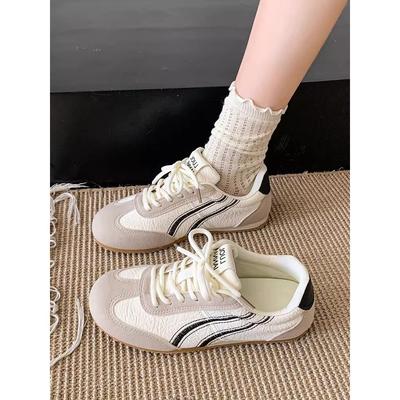 Chaussures blanches assorties, petites chaussures blanches rétro à lacets, chaussures de sport décontractées, chaussures plates polyvalentes pour femmes, printemps nouveau