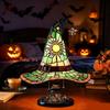 Witch Hat Lamp, Stained Glass Handcrafted Retro Resin Witch Lamp for Halloween Desk Decor, Gothic Wizard Hats Night Light
