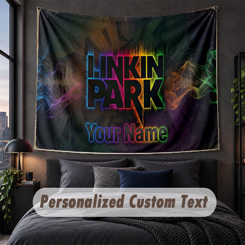 Custom Name Text Tapestry,Linkin Park Decorative Wall Hanging, Background Tapestry For Home Bedroom