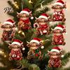 Lightweight Wooden Tree Ornaments Highland Cow Christmas Ornament Set, 2D Flat Creative Set Hanging Decor with String, Holiday Party Decoration