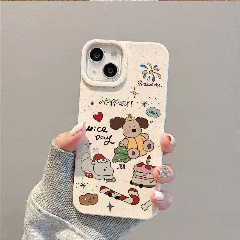 Christmas Puppy Frosted Phone Case for iPhone 16 Pro/15/XS/XR – Drop-proof Protection