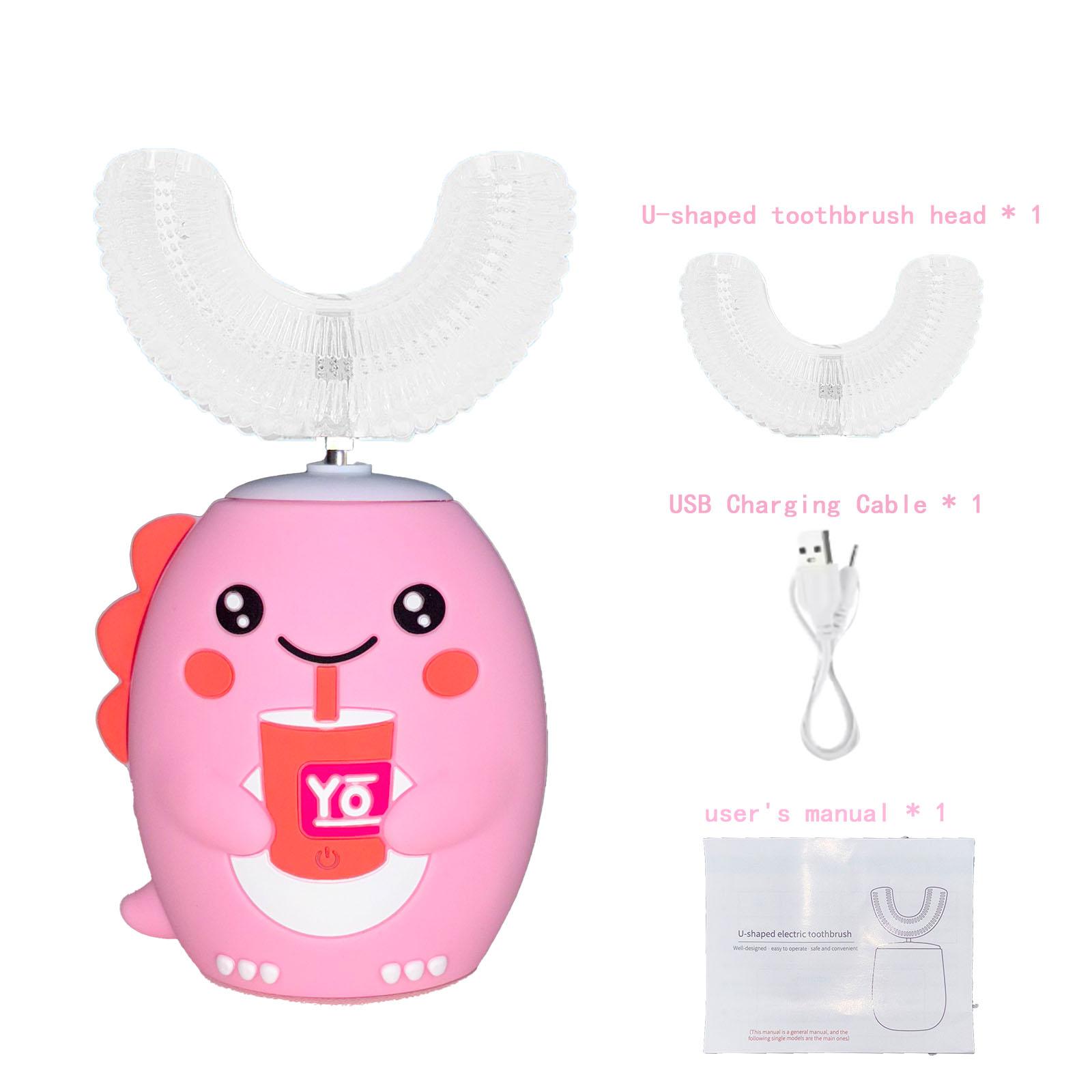 

Детская электрическая зубная щетка U-образной формы, ультразвуковая, автоматическая, 5 режимов чистки, дизайн с мультяшными персонажами для детей и взрослых