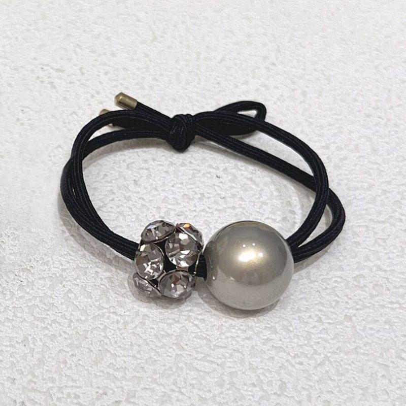 Premium Rhinestone Pearl Hair Tie - Durable, High Elastic Rubber Band for Women