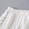 Vintage Embroidered Fairy Skirts with Floral Button and Chiffon Skirt