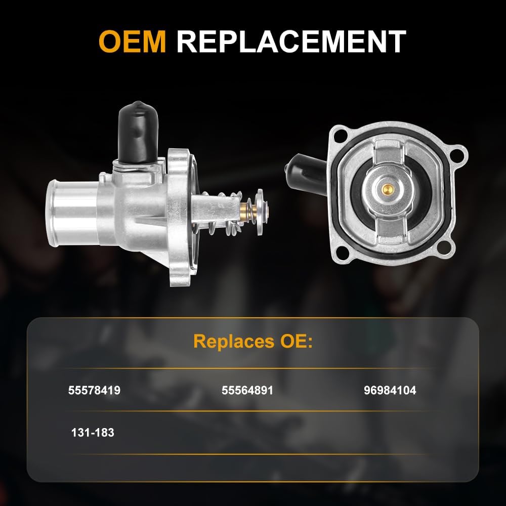 ROADFAR Engine Coolant Thermostat 55578419 55564891 131-183 Fit 2009-2011 for Chevrolet Aveo5,2013-2018 for Chevrolet Sonic Thermostat Housing