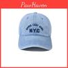 Nyc Denim Baseball Cap With Embroidered Letters Adjustable Sun Protection For Men And Women