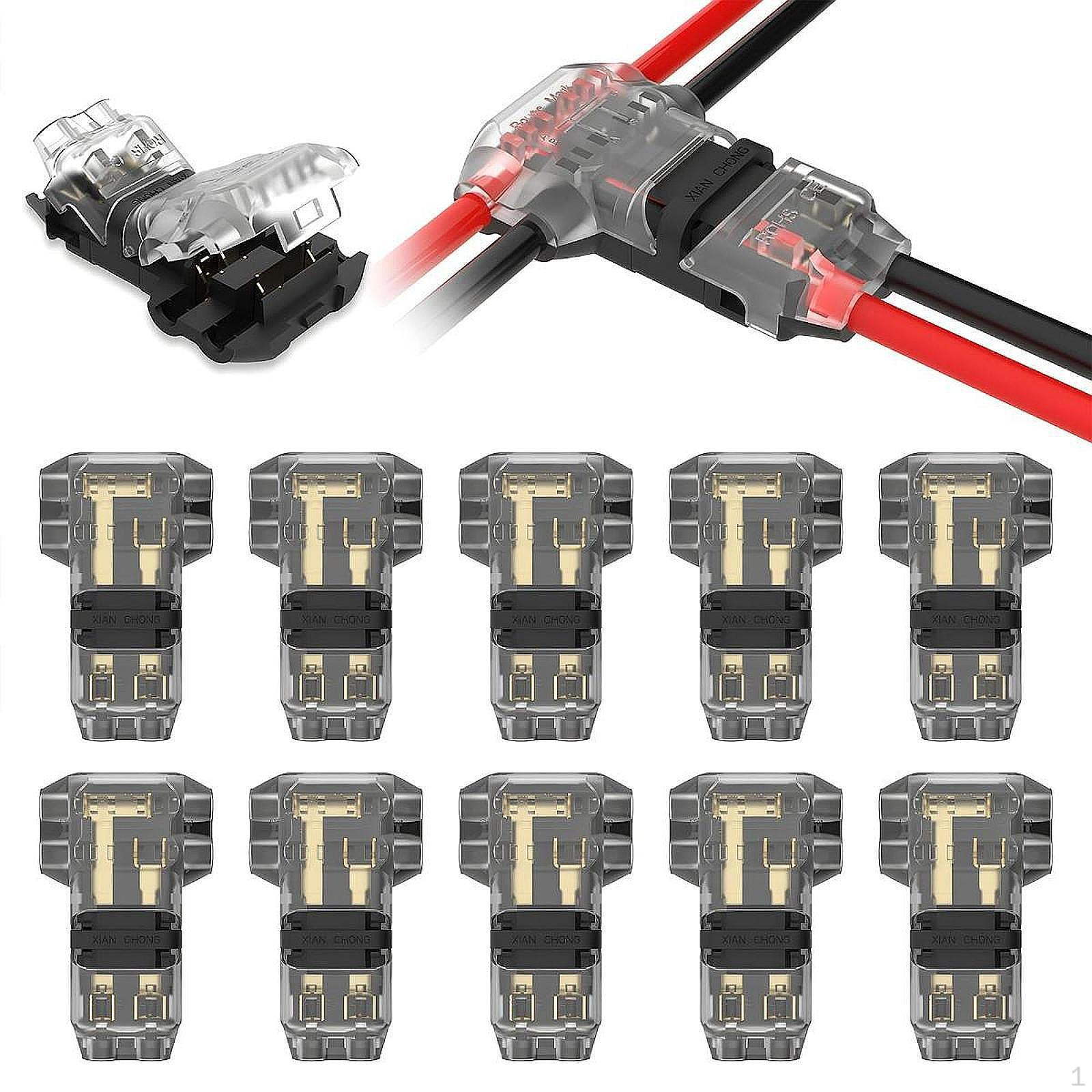 

10x Low Voltage Wire Connectors, T Tap Quick Solderless for Vehicle Audio Video