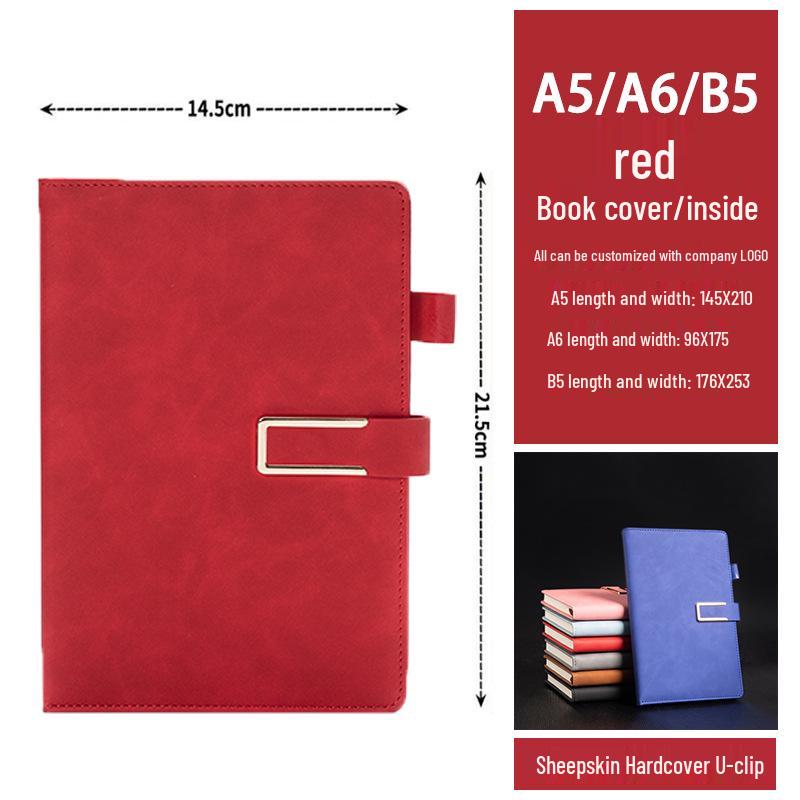 A5 Sheepskin U-Clip High-End Business Notebook with Customizable Logo and Retro PU Style.