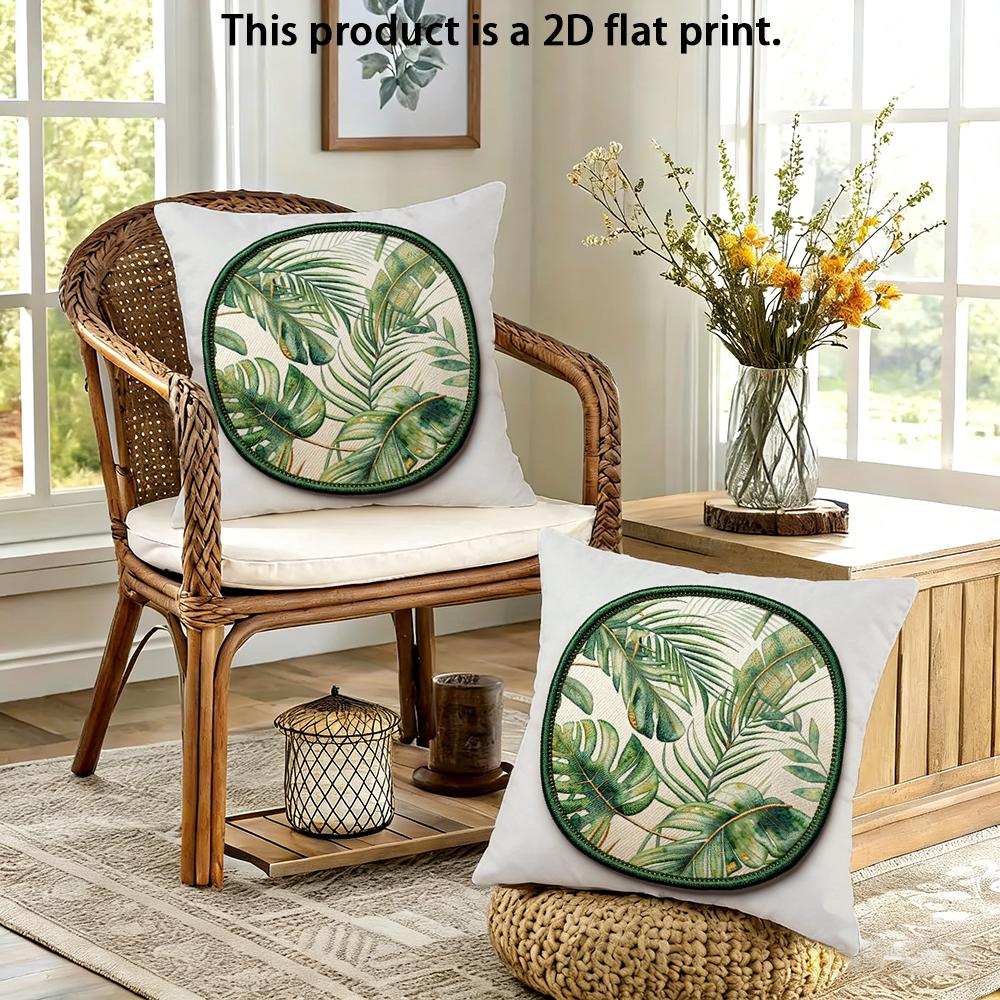 2pcs Tropical Palm Monstera Leaf Throw Pillow Covers 2 Pack Bohemian Botanical Cushion Cases for Sofa Bedroom Decor