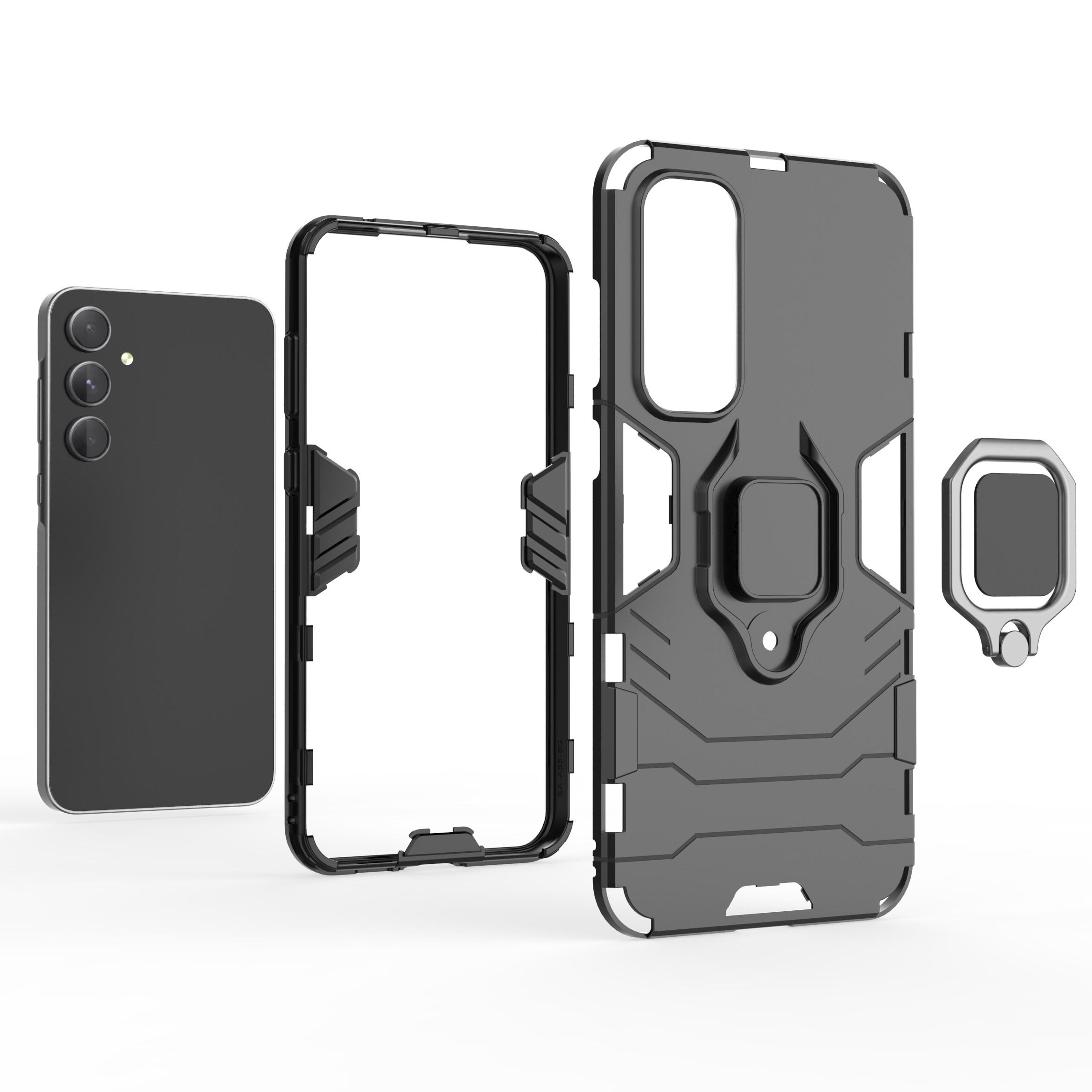 

For Samsung Galaxy A55 5G Case Anti-drop PC+TPU Ring Kickstand Phone Shell Blue