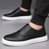 Fashion Men's Leather Casual Sneakers Breathable Walking Shoes Fashion Male Flats Lace-Up Skate Shoes Men 2025 New Men's Vulcanize Shoes