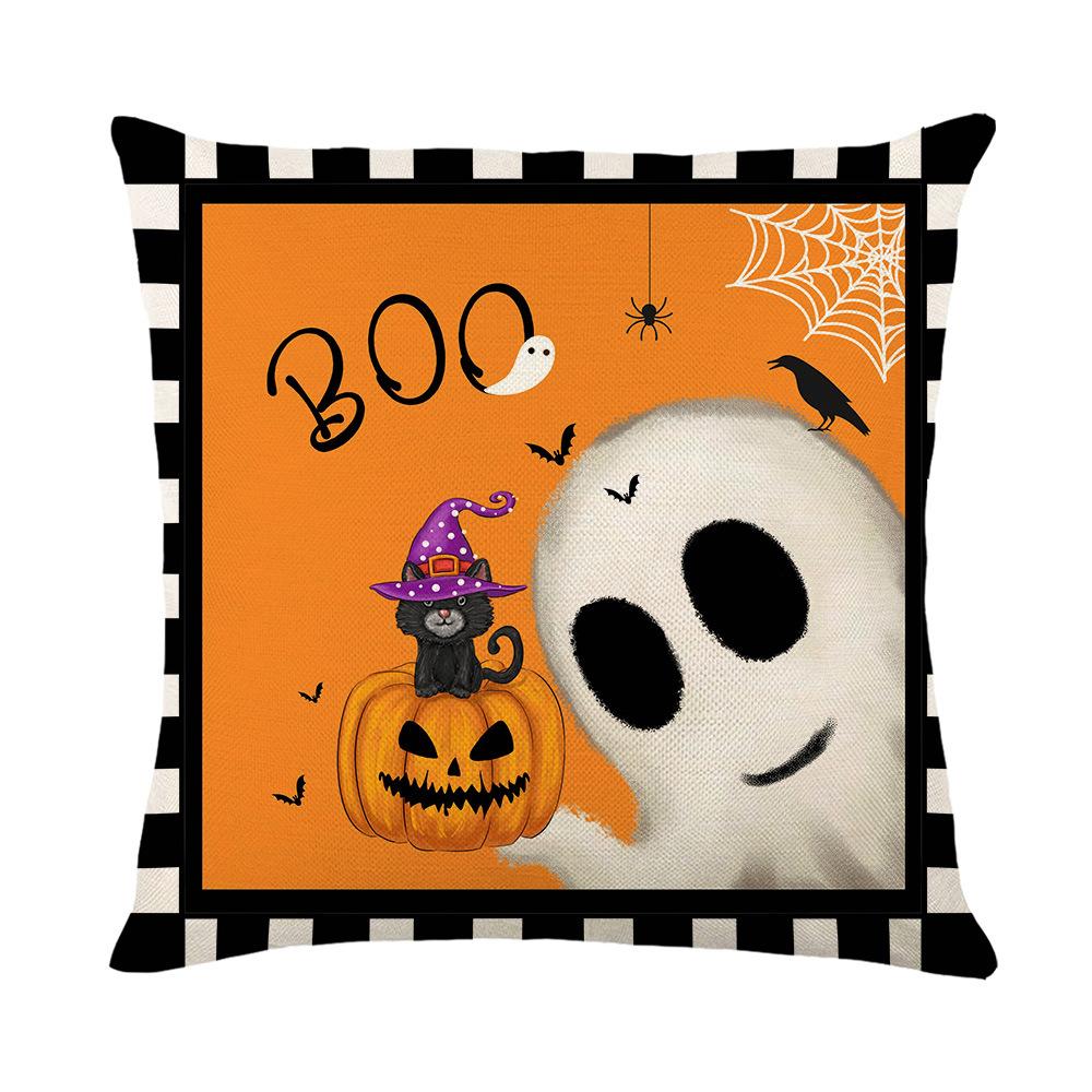 

Льняная наволочка для подушки с принтом в виде забавных букв на Хэллоуин, наволочка для домашнего декора, наволочка для гостиной, спальни 45*45cm JYM343-4