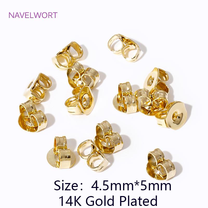 50/100Pcs 14K Gold Plate Brass Earing Back Stopper Butterfly Earing Plug For Jewelry Making DIY Earring Jewelry Accessories