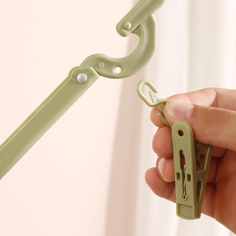 Foldable Clothes Hanger Anti Slip Clips Compact Space Saver Rack for Travel Camping Home Student Dorm