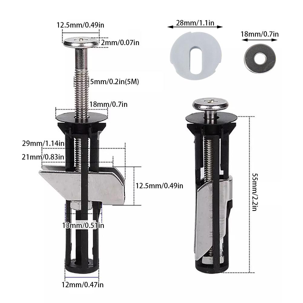 2Pcs Universal Stainless Steel Water Tank Toilet Seat Hinges Bolts Screws Replacement Bathroom Fixture Toilet Lid Fixing Parts