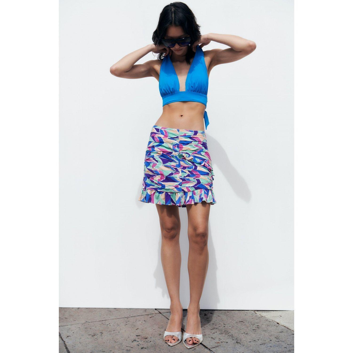 

DRAPED PRINTED MINI SKIRT