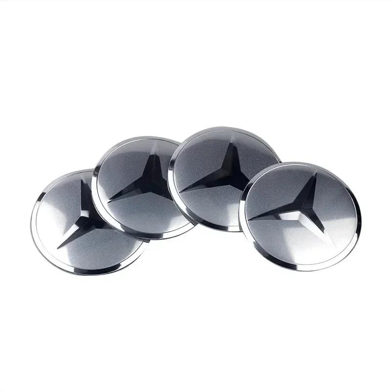 4Pcs 56mm Car Logo Wheel Hub Cap Stickers Aluminium Accessories For Mercedes Benz Amg W205 W211 W204 W212 W213 W203 W176 W221