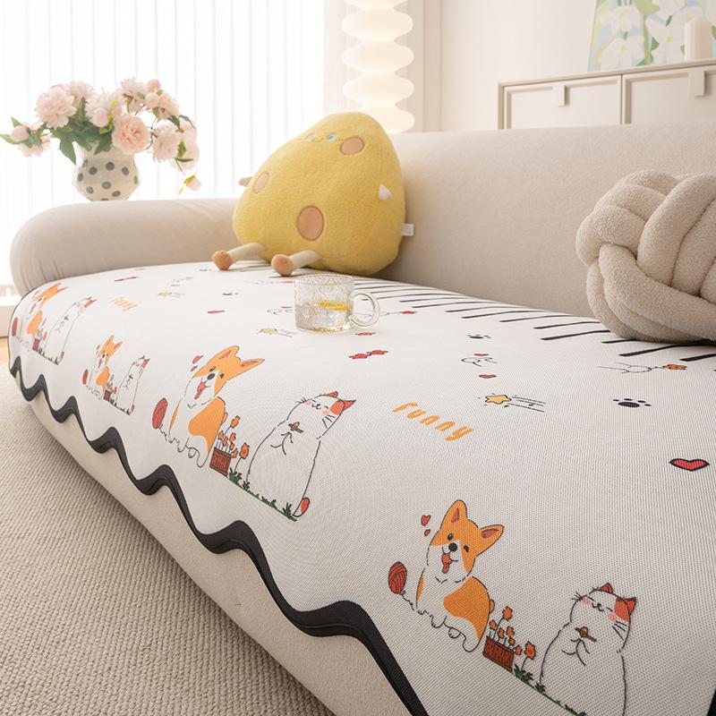 Cartoon Cute Wind Sofa Cushion  New Summer Ice Silk Sofa Mat Special-Shaped Leather Sofa Cover