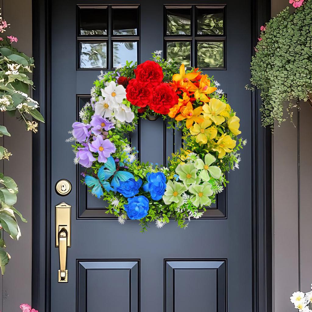 Colorful Flower Artificial Garland Door Hanging Decoration Festive Venue Prop