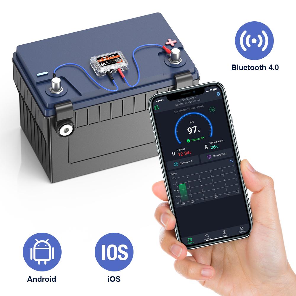 12V Battery Health Monitoring 12V Car Battery Monitor ANCEL BM200 Wireless Bluetooth 4.2 For Android IOS APP Battery Tester Tool