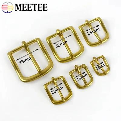 Meetee 2/5Pcs 13-38mm Solid Brass Belt Buckles Pet Collar Adjust Pin Buckle Handbag Strap Replace Clasp Hardware Accessories