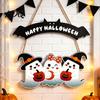 Festival Hanging Sign Happy Halloween Ghost Door Sign, Wooden Three Entrance Plaque Hanger, Front Wall Party Supplies Boxwood Pendant
