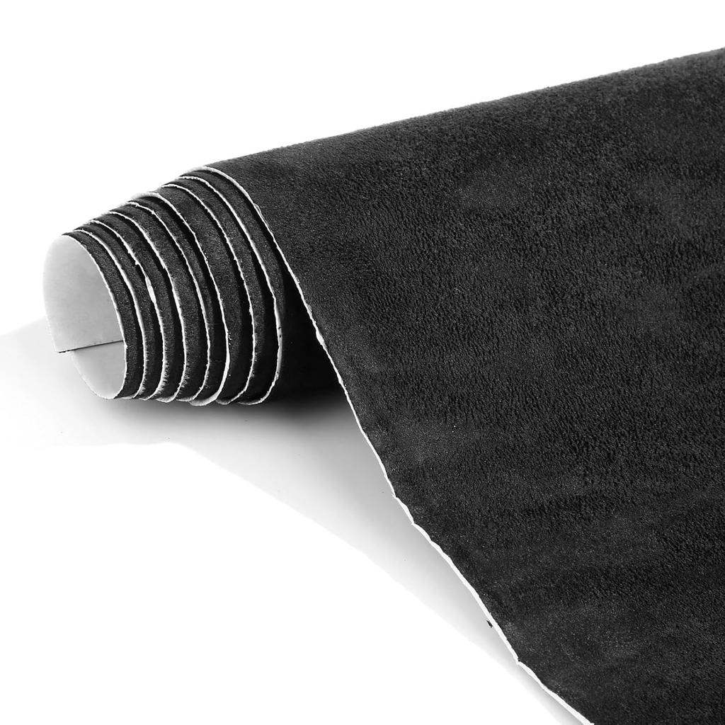 Suede Wrap Self-Adhesive Black Suede Car Interior Wrap 17In X 70In Microfiber Felt Fabric For Dash Headliner Console – Stretchable, Heat-Resistant