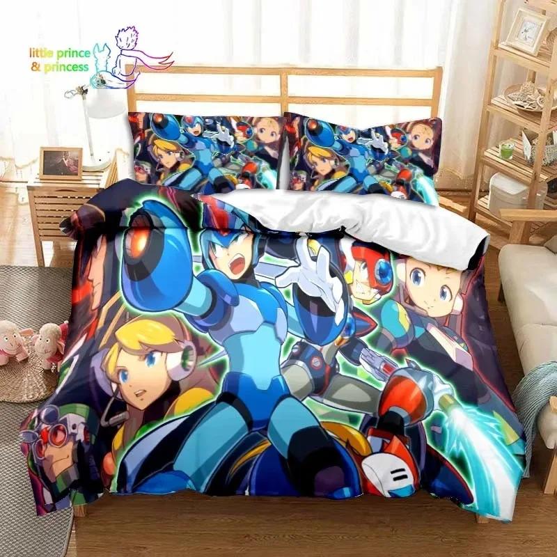 Game Gamer Megaman X Bedding Set Single Twin Full Queen King Size Bed Set Adult Kid Bedroom Bedding Gift