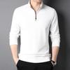 Cotton Sweatshirt Men's Spring and Autumn High-end Men's Semi-zipper Long-sleeved T-shirt Cardigan Jacket Clothes