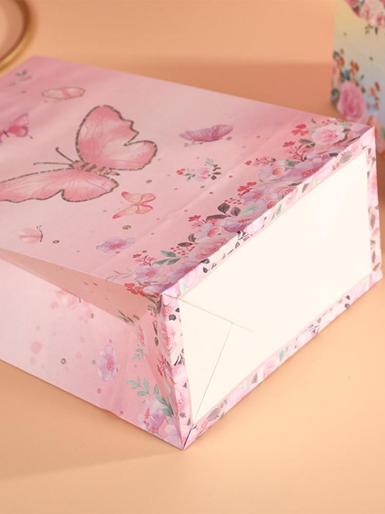 10 Pcs Butterfly Party Favors Kraft Paper Gift Bags Candy Bags Treat Bags Bridal Goodie Bags with Handles for Birthday Party Wedding Baby Shower