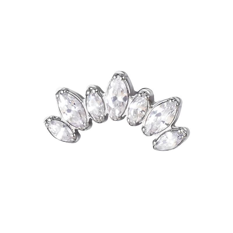 Chao Shang F136 Titanium Alloy Zirconia Opal Eye-shaped Lip  Ear Stud Earring – G23 Titanium Body Piercing Jewelry. M0.9 Thread (16G) - Head Only