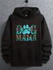 Men'S Dog Lover Hoodie with Paw Print And Bone Graphic 250G Warm Pullover Sweatshirt Kangaroo Pocket Long Sleeve Casual Winter Wea