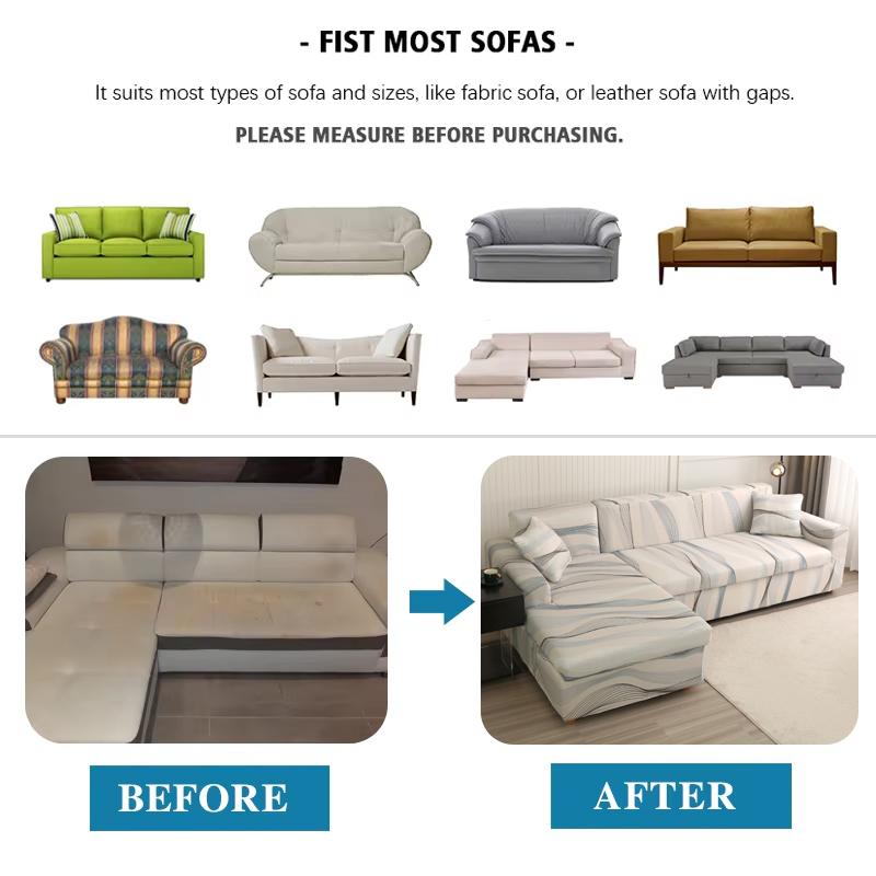 Stretch Sofa Überwurf Sofabezug Spandex Rutschfest, mit elastischem Saum für L-Form Ecksofas, Ideal für Kinder und Haustiere