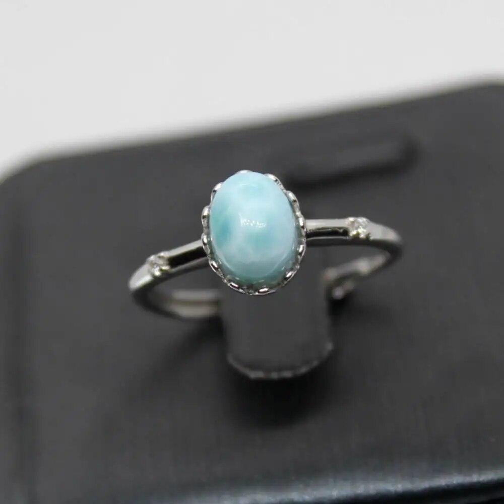 

1 кольцо, регулируемое кольцо из стерлингового серебра 925 пробы, натуральный ларимар, около 6*8 мм, отправляется случайным образом