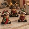 Indoor Holiday Scene Decorations 2/3Pcs Christmas Highland Cow Wooden Tabletop Sign, 2D Flat Yak Ornament Figurine with Garland Bow Hat, Festive