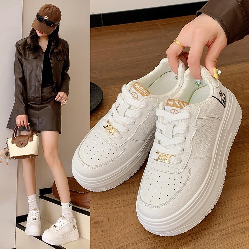Platform white shoes women's new summer and autumn versatile inner height increase sports and leisure muffin board shoes