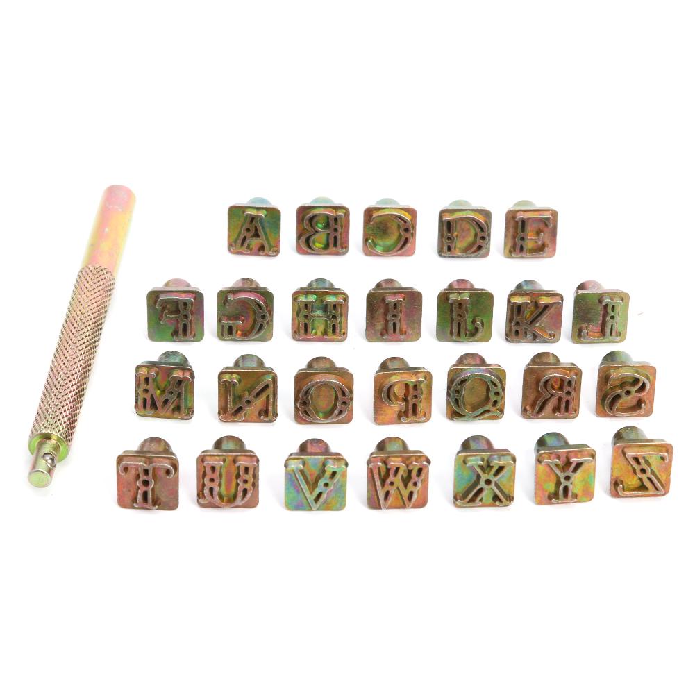 Unique Marking Symbol Set English Letters Leather Punching 26 Stamps Zinc Alloy Set Tools Craft for Mental Stamping