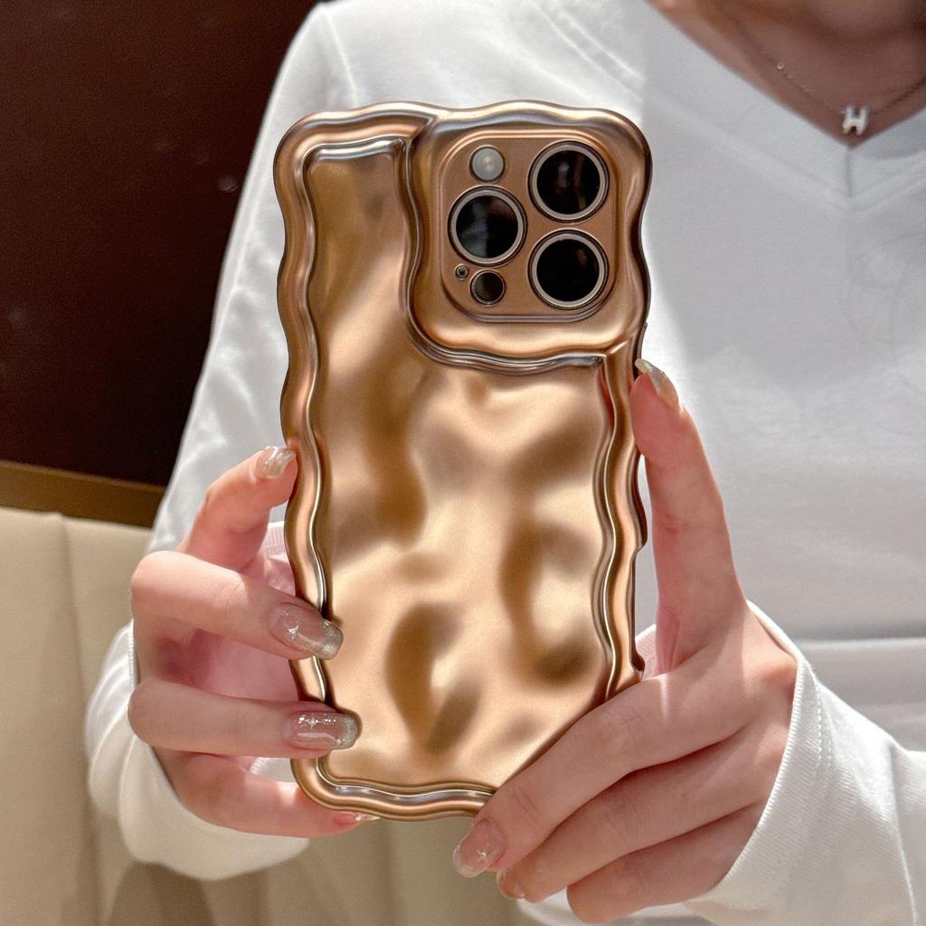 Matte Electroplated Wave Case for iPhone15Pro Max Apple 16 Mobile Phone Case 13/14 Soft Case Niche Style