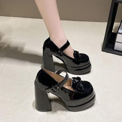 Girly Leather Shoes Bow Autumn Thick-soled Mary Jane Shoes Sweet and Cool, Tall and Thin, Small High-heeled JK Single Shoes