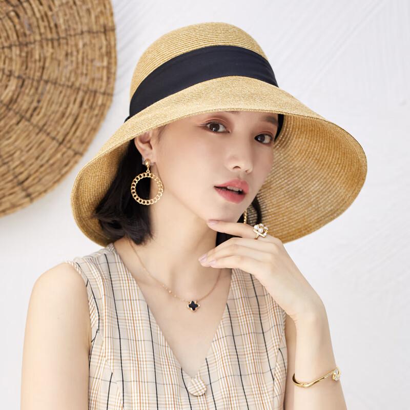 Women s Wide-Brim Beach Straw Sun Hat Adjustable