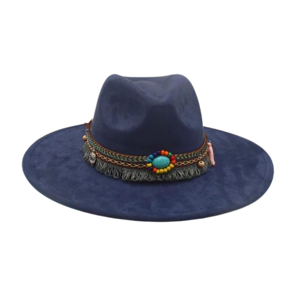 Round Flat Brim French Ethnic Style High-End Top Hat New Stage Jazz Hat Western Cowboy Hat