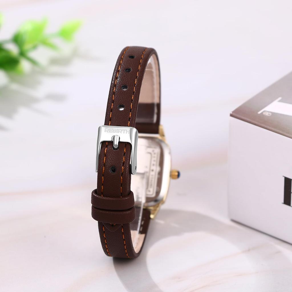 Women's Watch Genuine Leather Strap Analog Square Watch Waterproof Antique Simple Fashionable Leather Belt Square Clock Fashion Accessory - Birthday