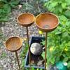 Vintage Weathered Metal Bird Bath 3-Tier Bowl Insect Watering Station Rain Collectors  Yard Art