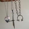 Punk Silberfarbe Gebrochenes Schwert Stern Anhänger Kette Halskette Für Männer Frauen Personalisiert Hip Hop Gotisch Vintage Hals Schmuck Grunge