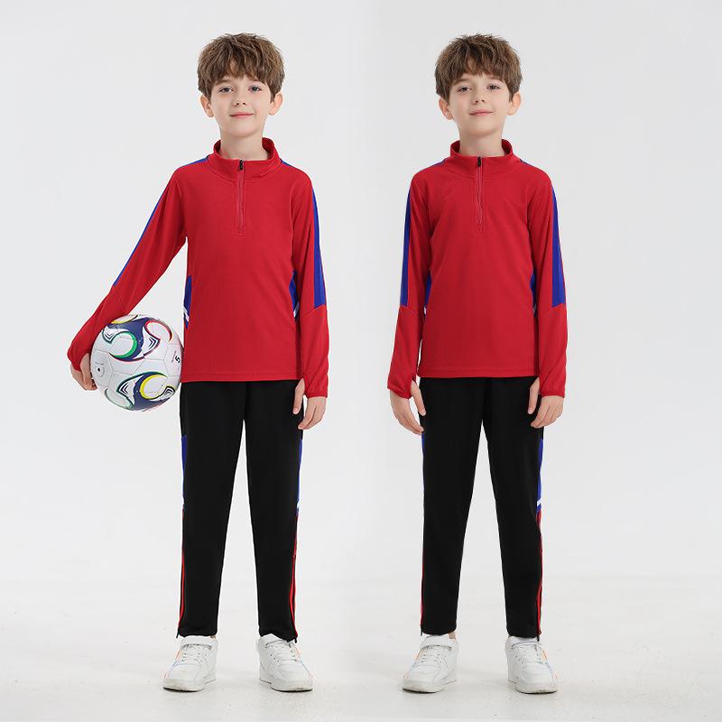 Großhandel Herbst- und Winter-Kinderjacken, langärmelige Anzüge mit halbem Reißverschluss, Herren-Fußballuniformen, Trainingsuniformen und Auftrittsuniformen
