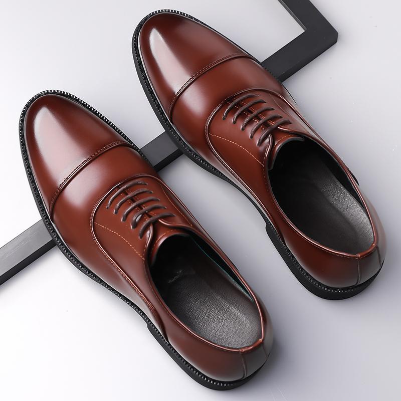 Classic Men's Casual Leather Oxfords Shoes Lace Up Business Formal Dress Footwear Lace Up Male Derby Shoes Outdoor Walk Sneakers