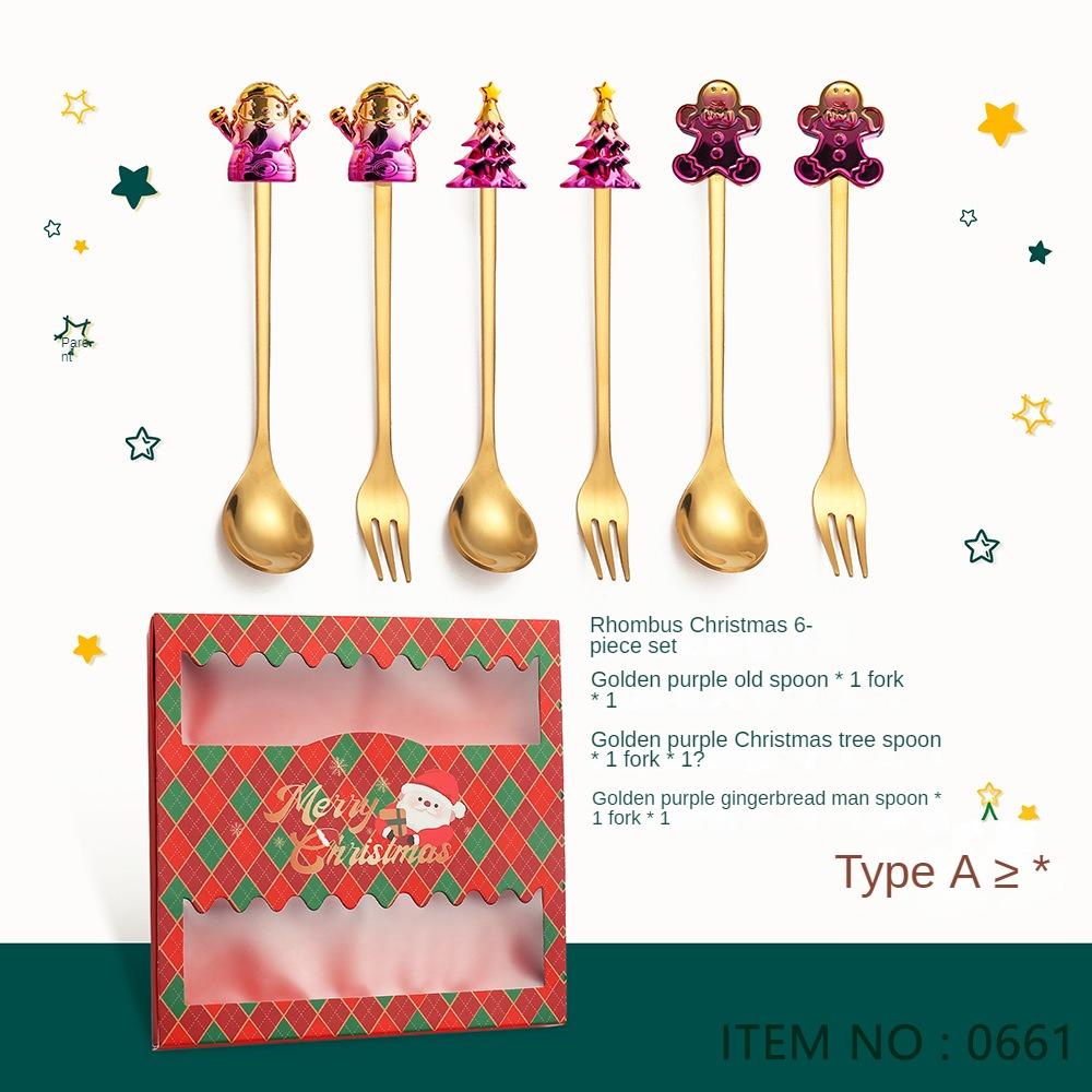 HANYANG Tableware Stainless Steel Small Spoon Golden Dessert Spoon Fruit Fork